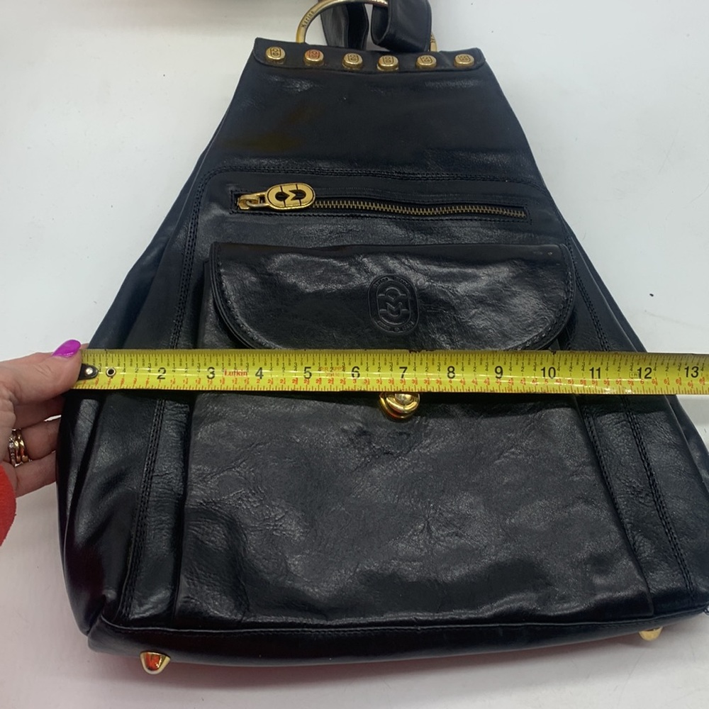 Marino Orlandi Stunning Black Gold Vintage Quality Leather Back Made in Italy - Picture 15 of 17